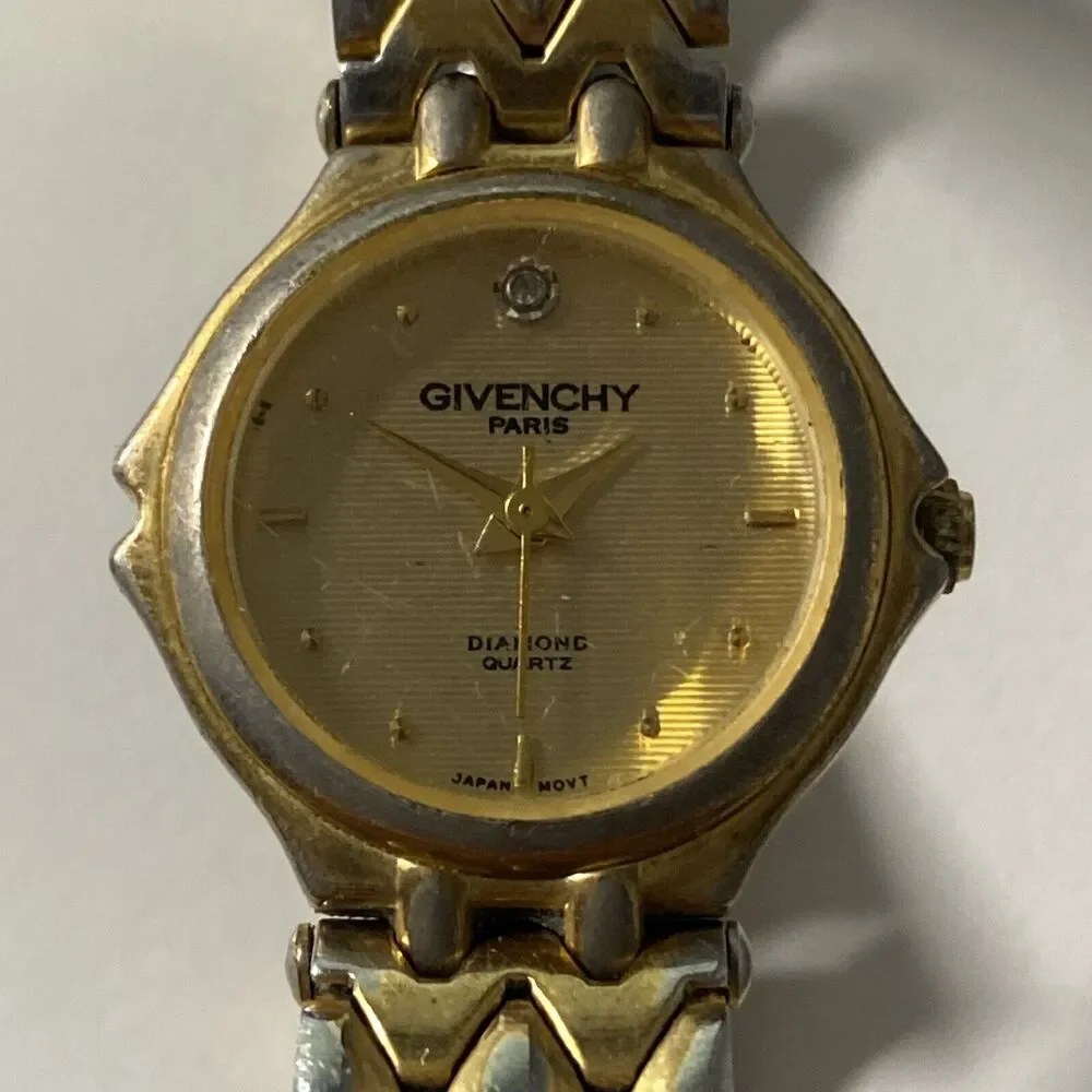 Givenchy Paris Diamond Quartz Watch Women's Gold Tone Bracelet